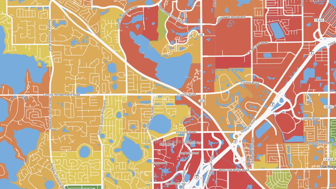 Kirkman South, Orlando, FL Map of Vandalism Rates