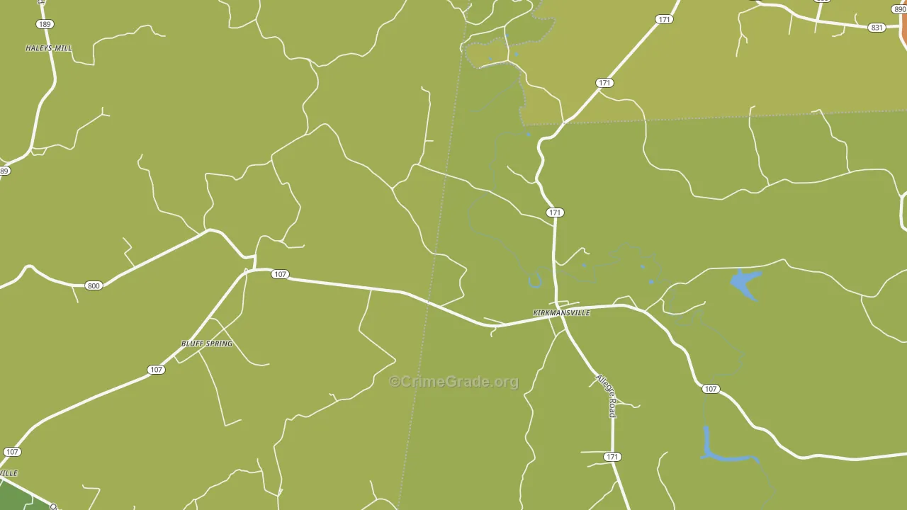 Kirkmansville, KY Map of Vandalism Rates
