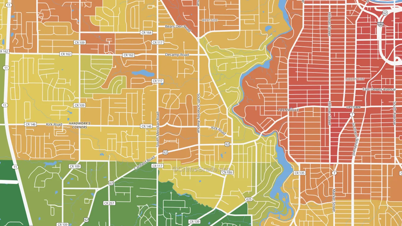 Kirkmere, Youngstown, OH Map of Vandalism Rates