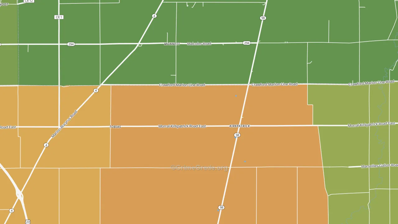 Kirkpatrick, OH Map of Vandalism Rates