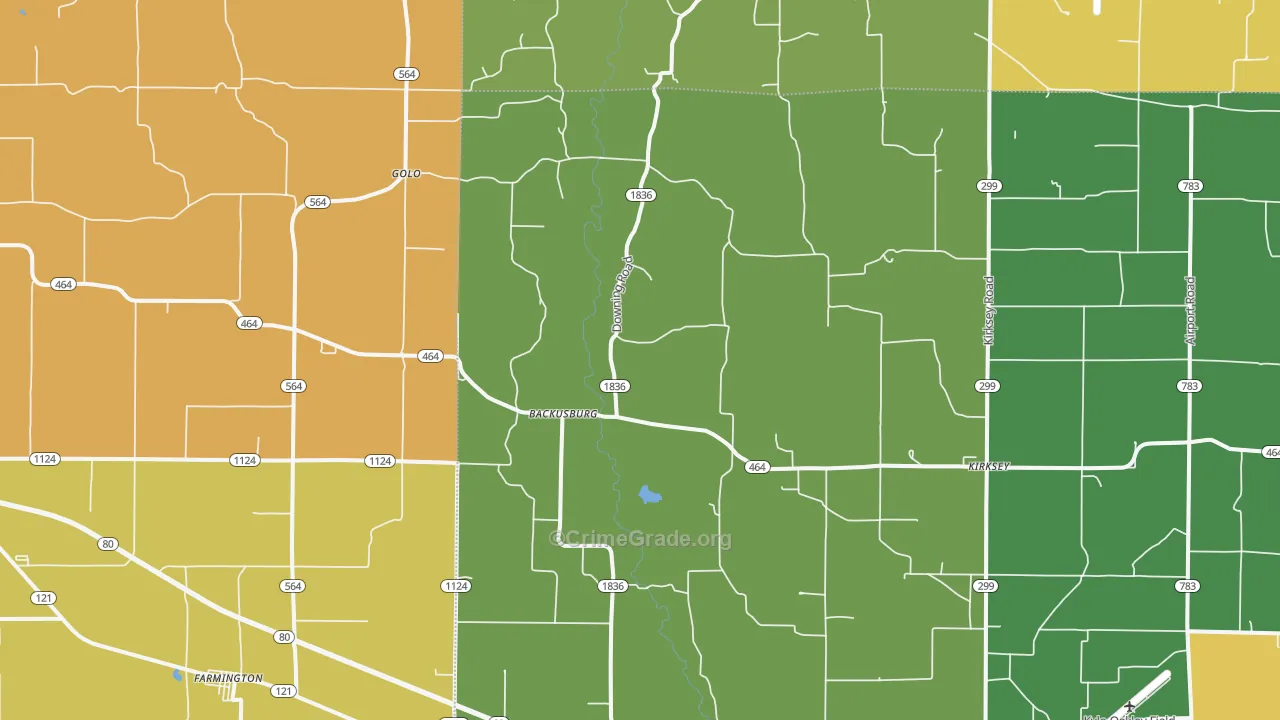 Kirksey, KY Map of Vandalism Rates