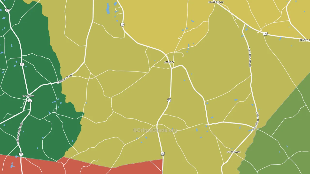 Kirksey, SC Map of Vandalism Rates