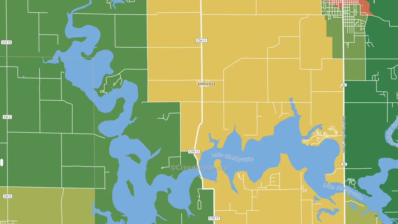 Kirksville, IL Map of Vandalism Rates