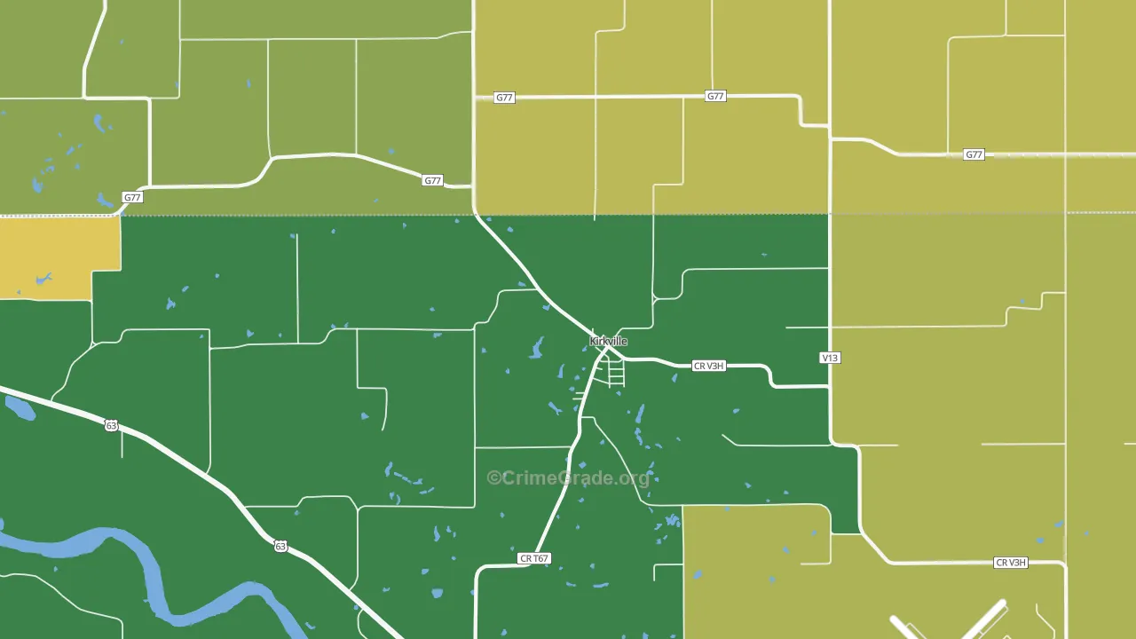 Kirkville, IA Map of Vandalism Rates