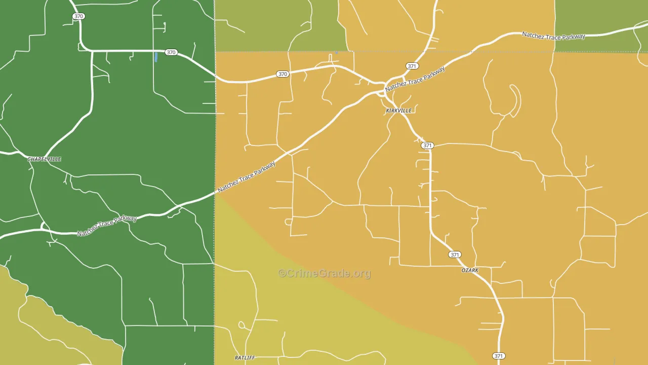 Kirkville, MS Map of Vandalism Rates