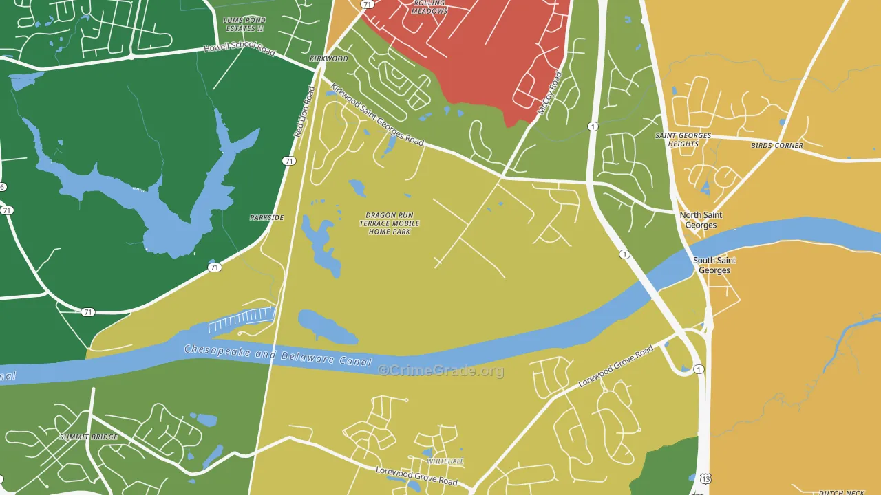 Kirkwood, DE Map of Vandalism Rates