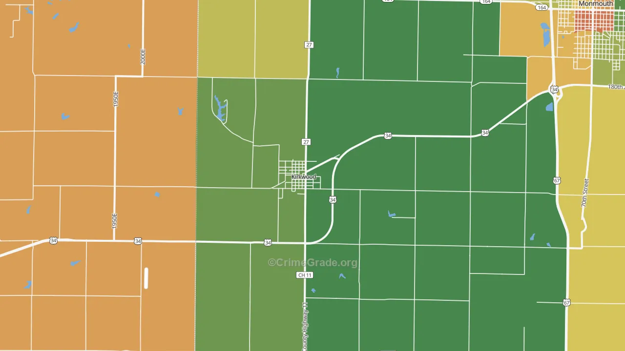 Kirkwood, IL Map of Vandalism Rates