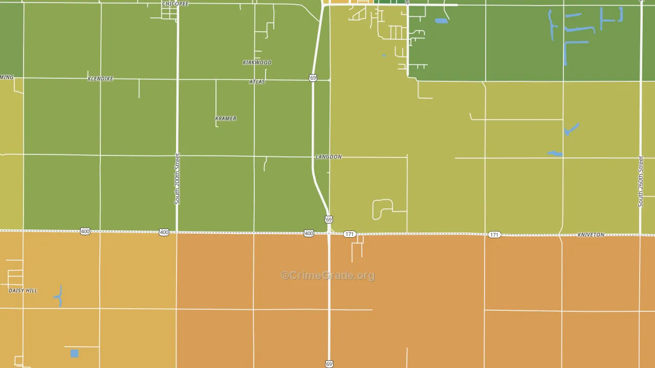 Kirkwood, KS Map of Vandalism Rates