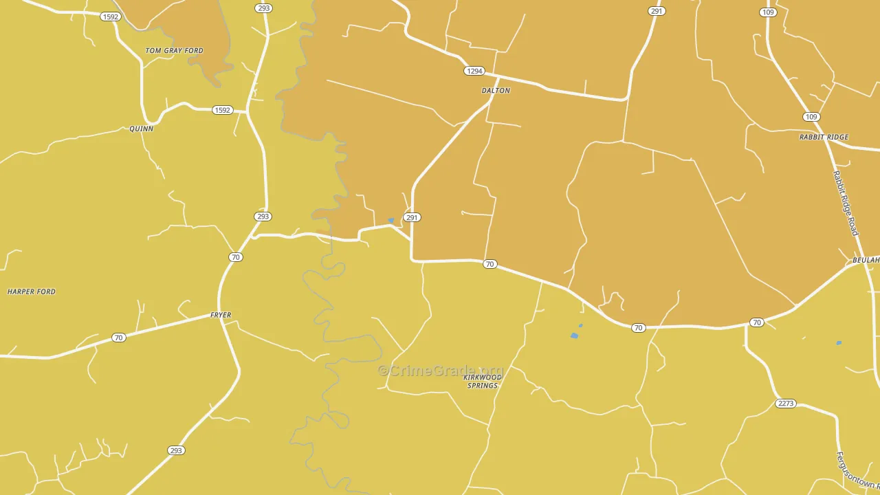 Kirkwood Springs, KY Map of Vandalism Rates