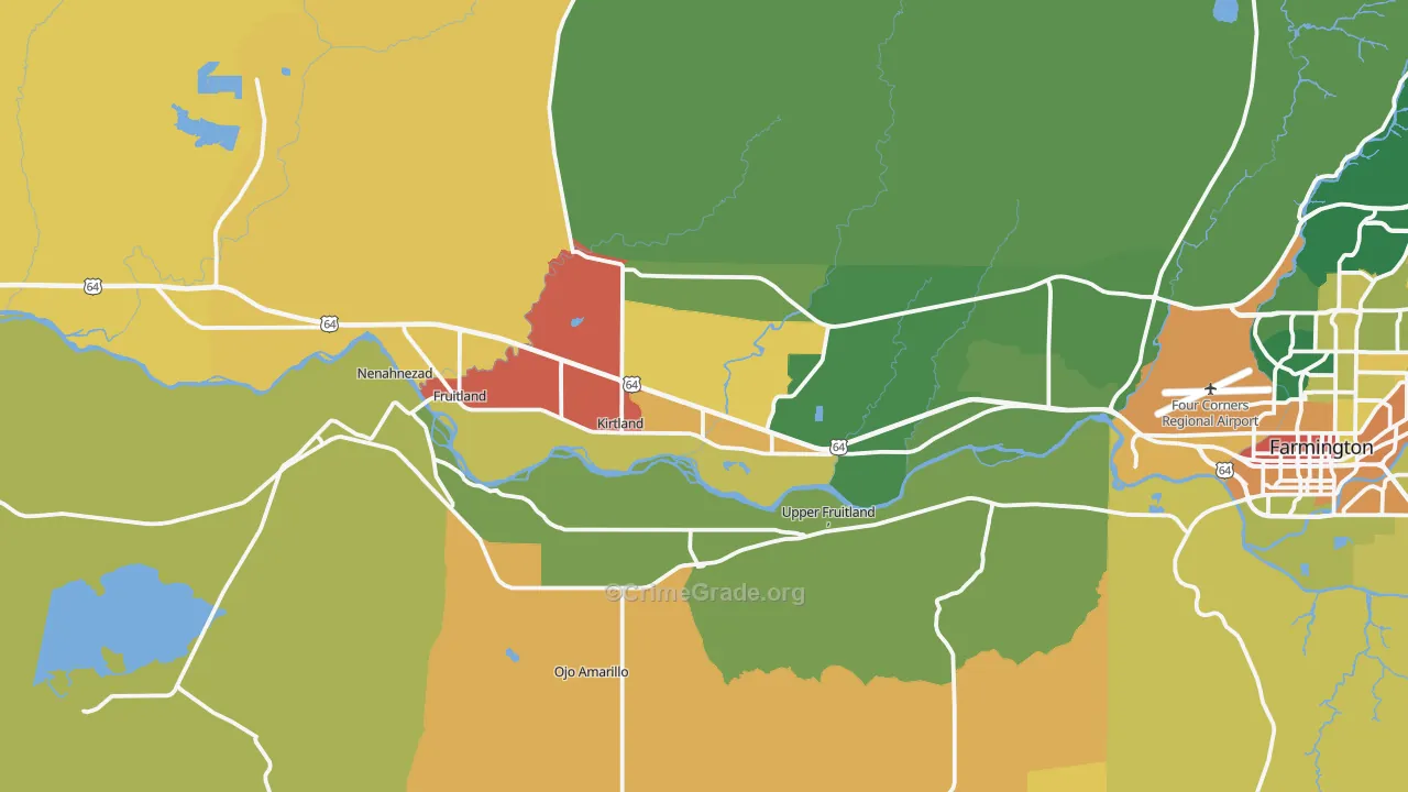 Kirtland, NM Map of Vandalism Rates