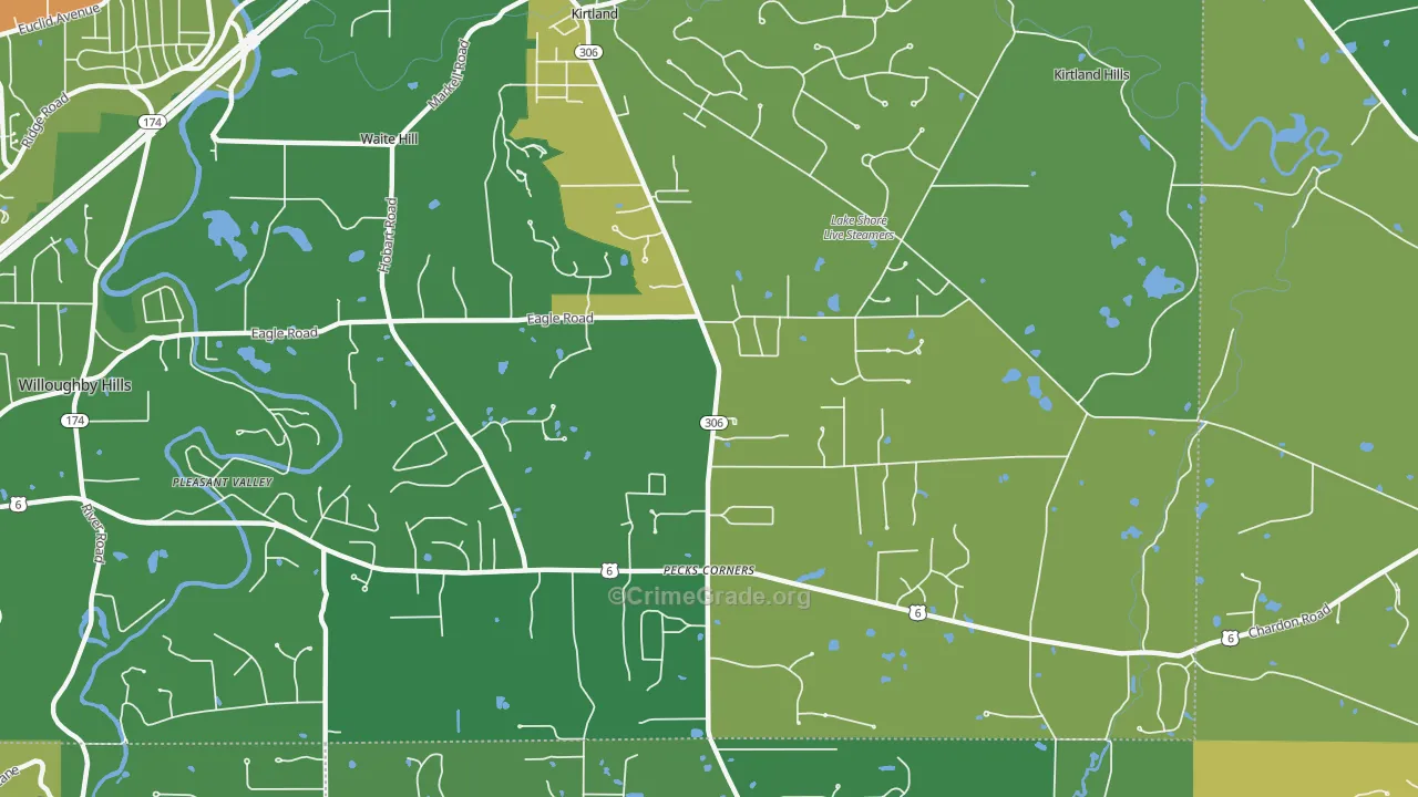 Kirtland, OH Map of Vandalism Rates