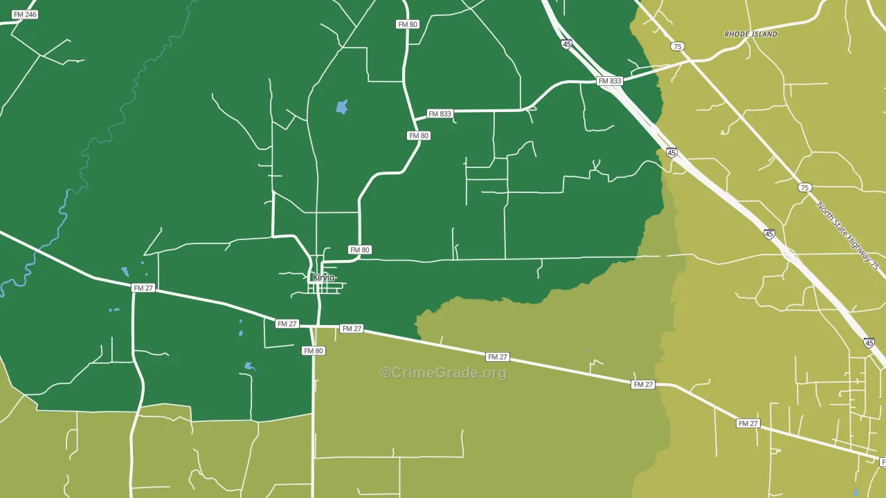 Kirvin, TX Map of Vandalism Rates