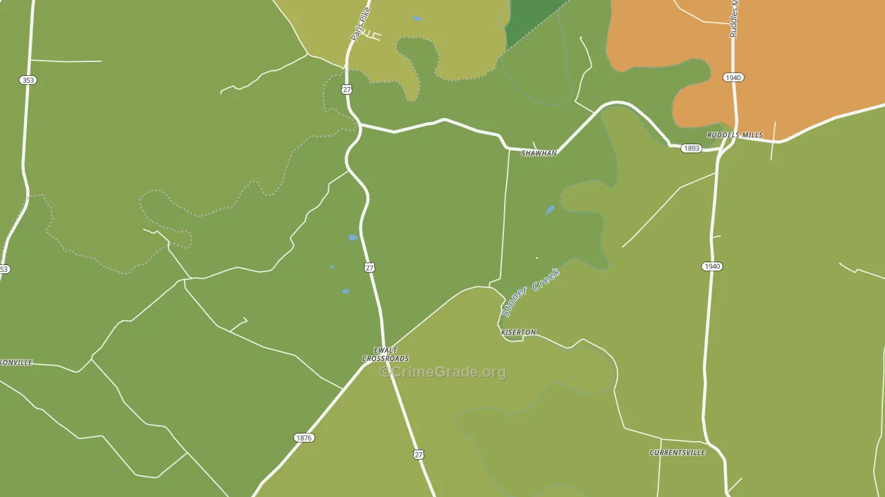 Kiserton, KY Map of Vandalism Rates