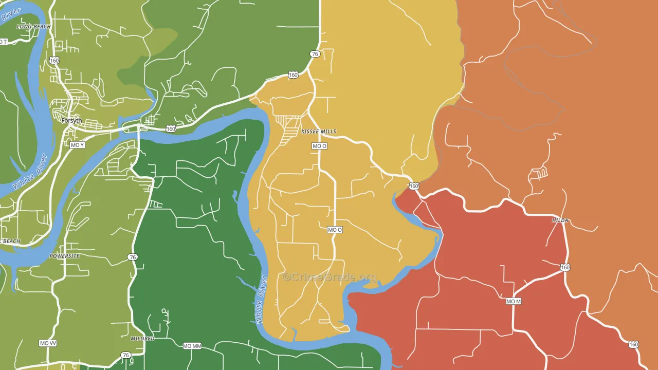 Kissee Mills, MO Map of Vandalism Rates