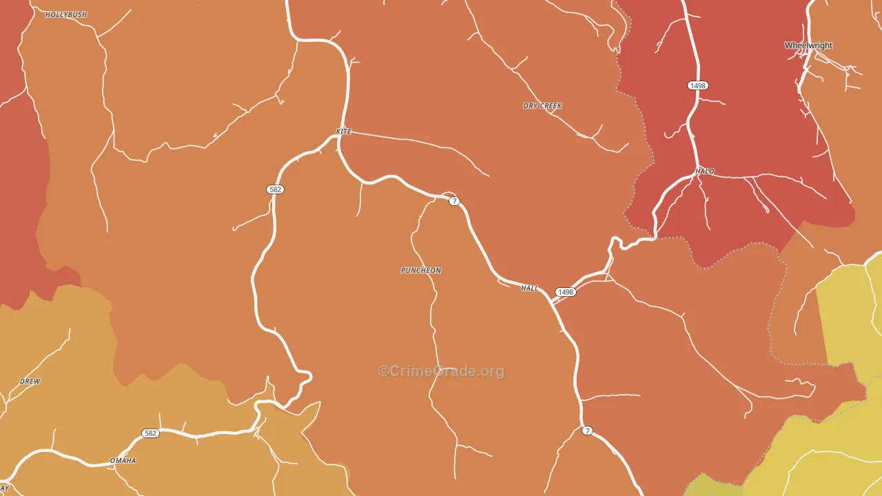 Kite, KY Map of Vandalism Rates