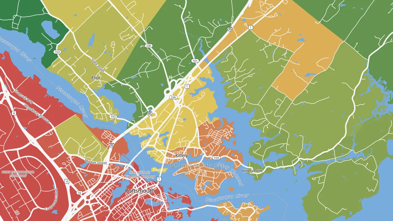 Kittery, ME Map of Vandalism Rates