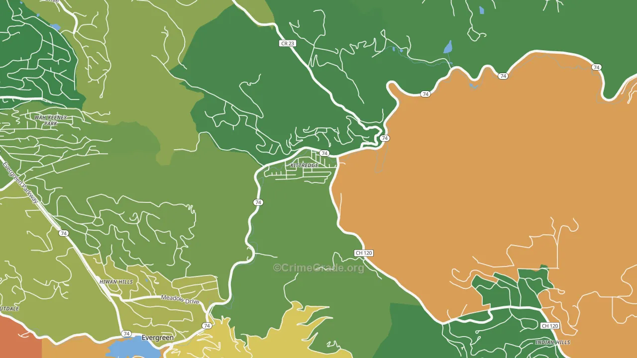 Kittredge, CO Map of Vandalism Rates