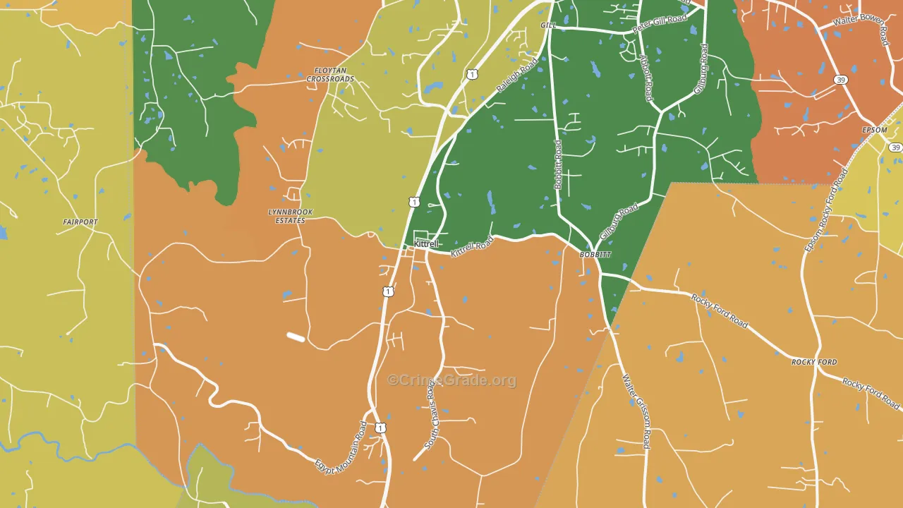 Kittrell, NC Map of Vandalism Rates