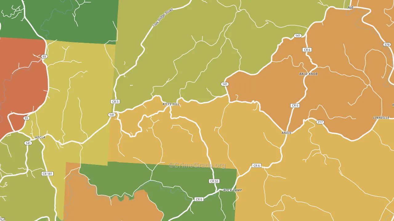 Kitts Hill, OH Map of Vandalism Rates