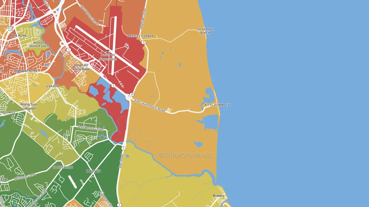 Kitts Hummock, DE Map of Vandalism Rates