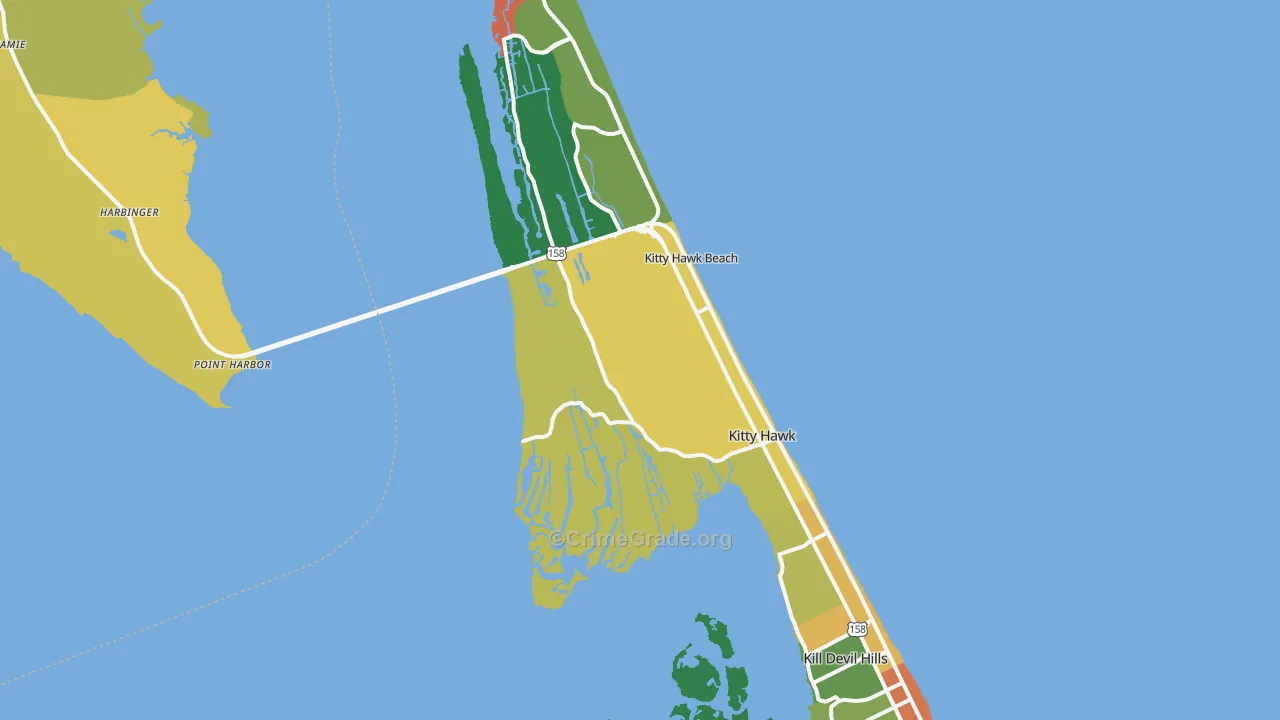 Kitty Hawk, NC Map of Vandalism Rates