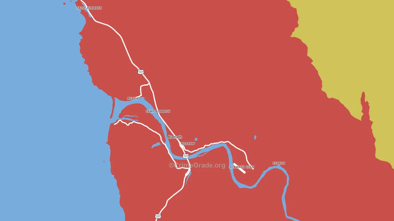 Klamath, CA Map of Vandalism Rates