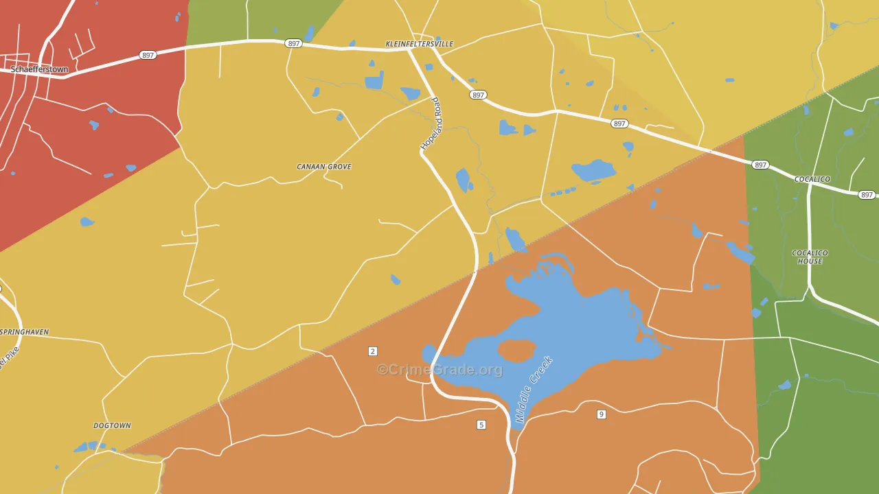Kleinfeltersville, PA Map of Vandalism Rates