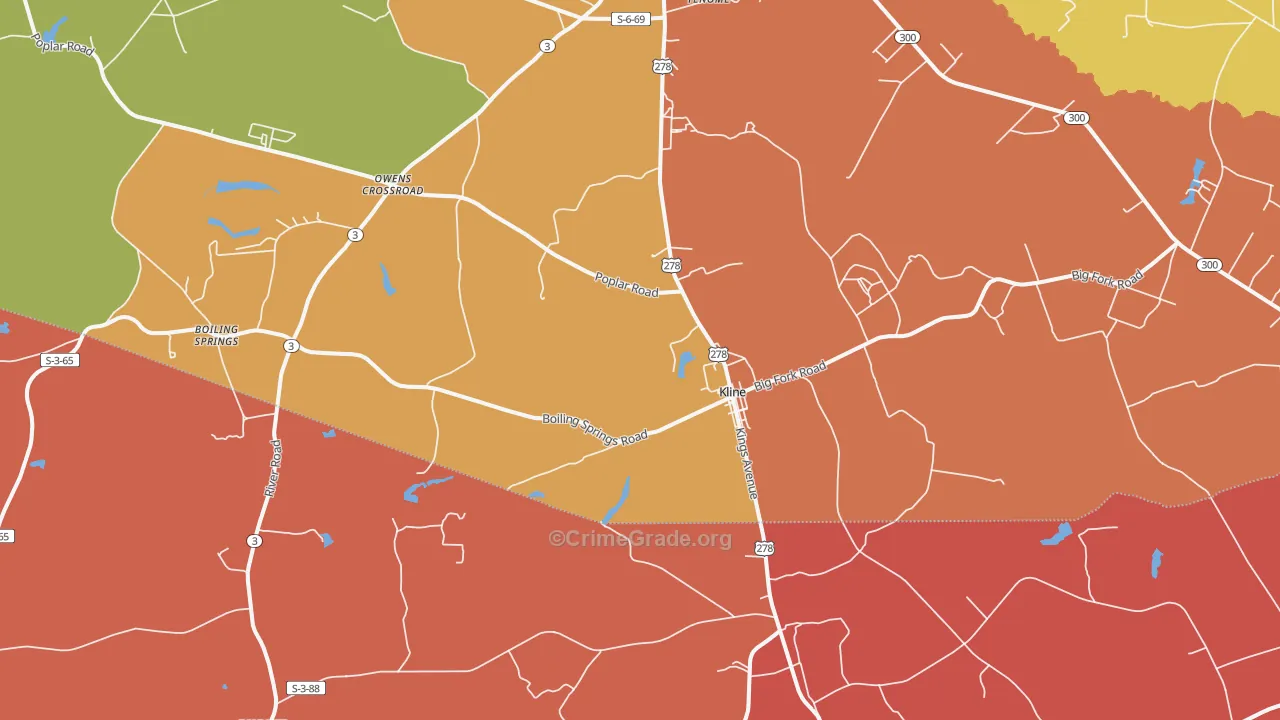 Kline, SC Map of Vandalism Rates