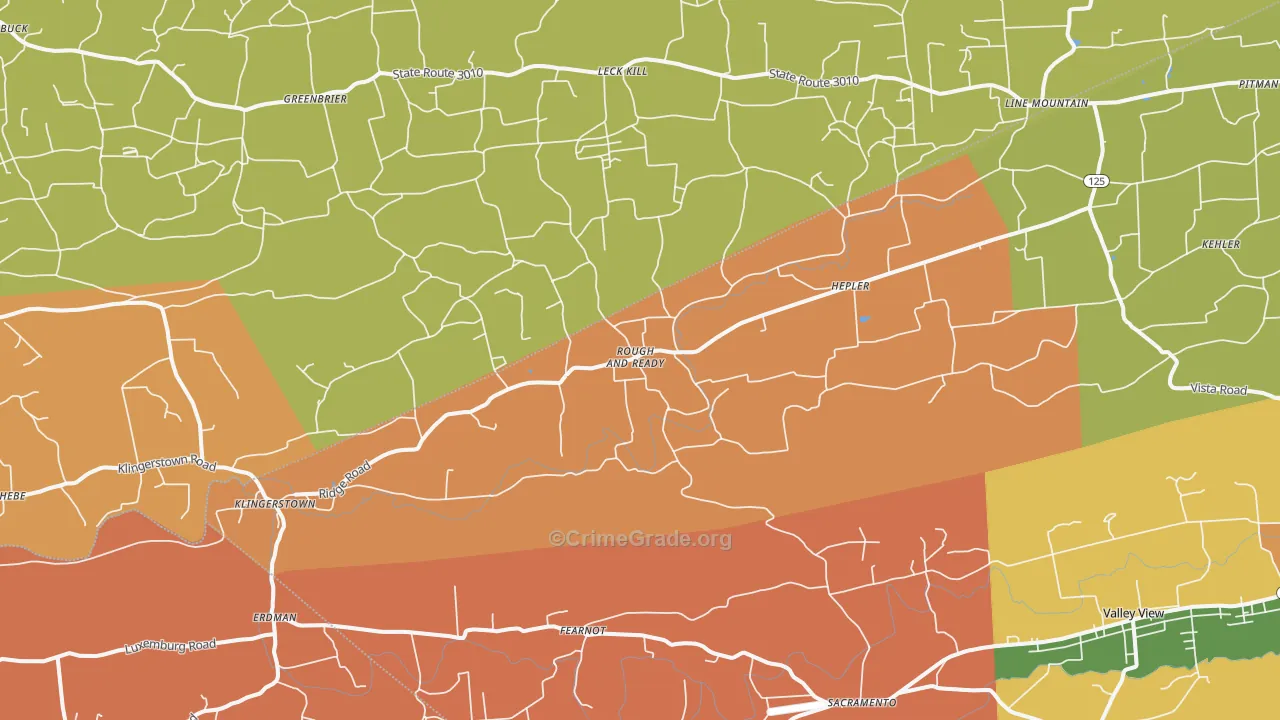 Klingerstown, PA Map of Vandalism Rates