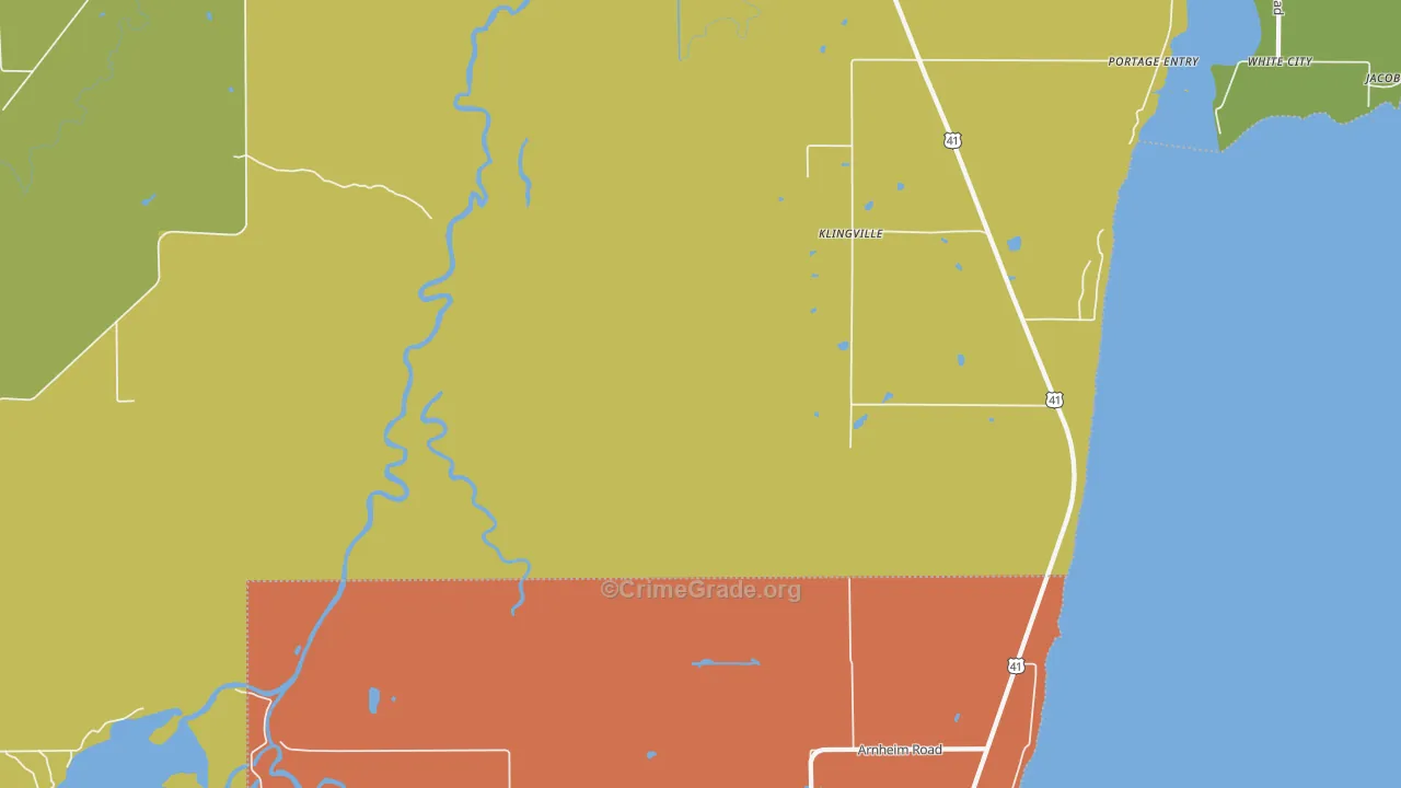 Klingville, MI Map of Vandalism Rates