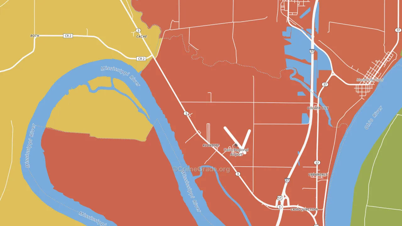 Klondike, IL Map of Vandalism Rates