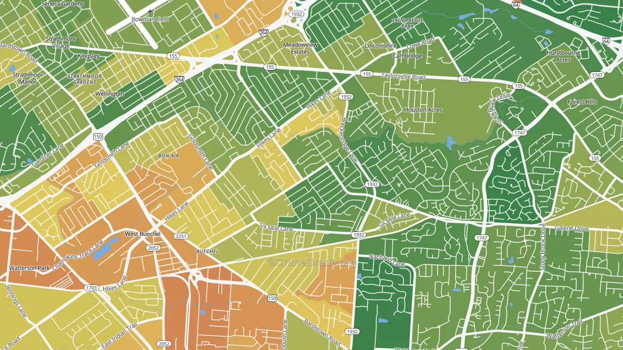 Klondike, Louisville, KY Map of Vandalism Rates