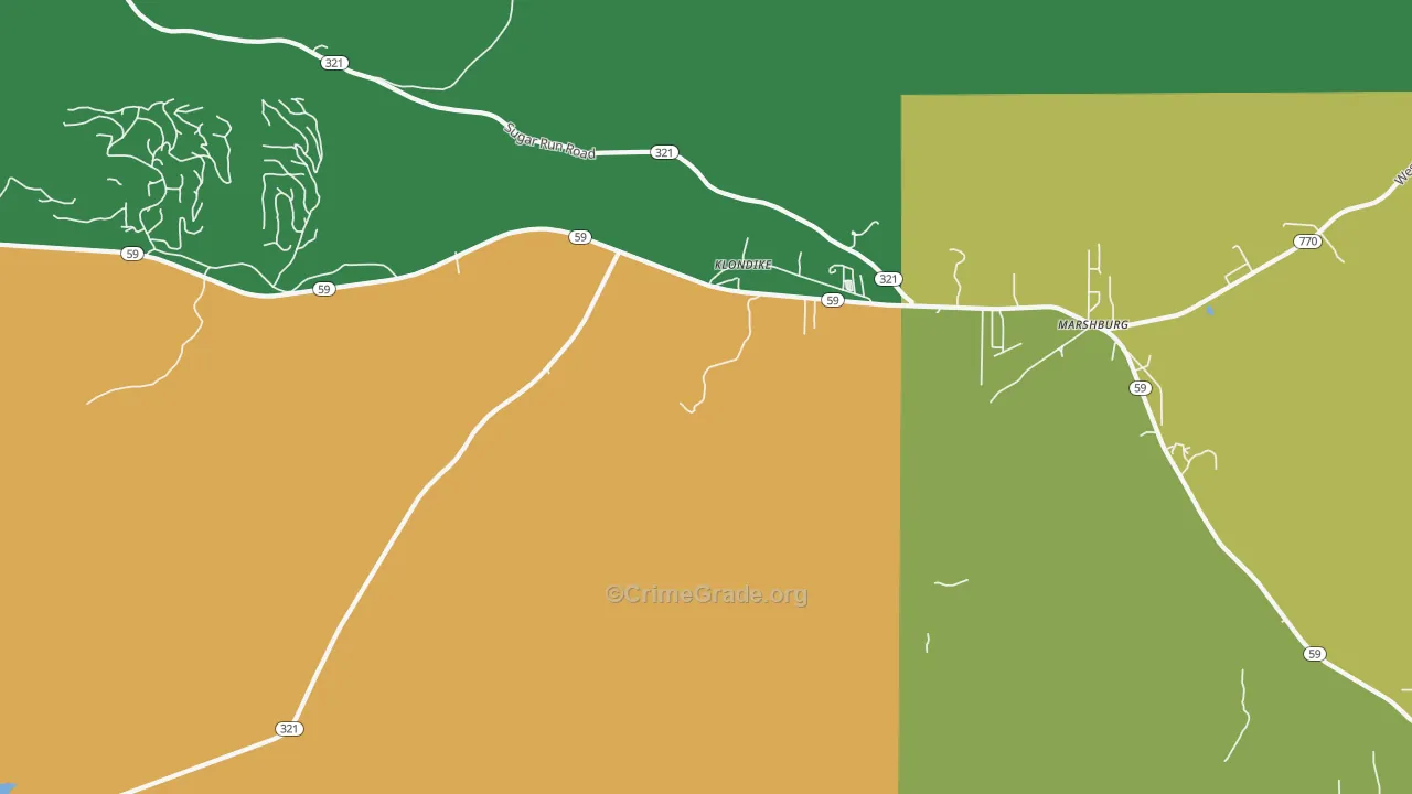 Klondike, PA Map of Vandalism Rates