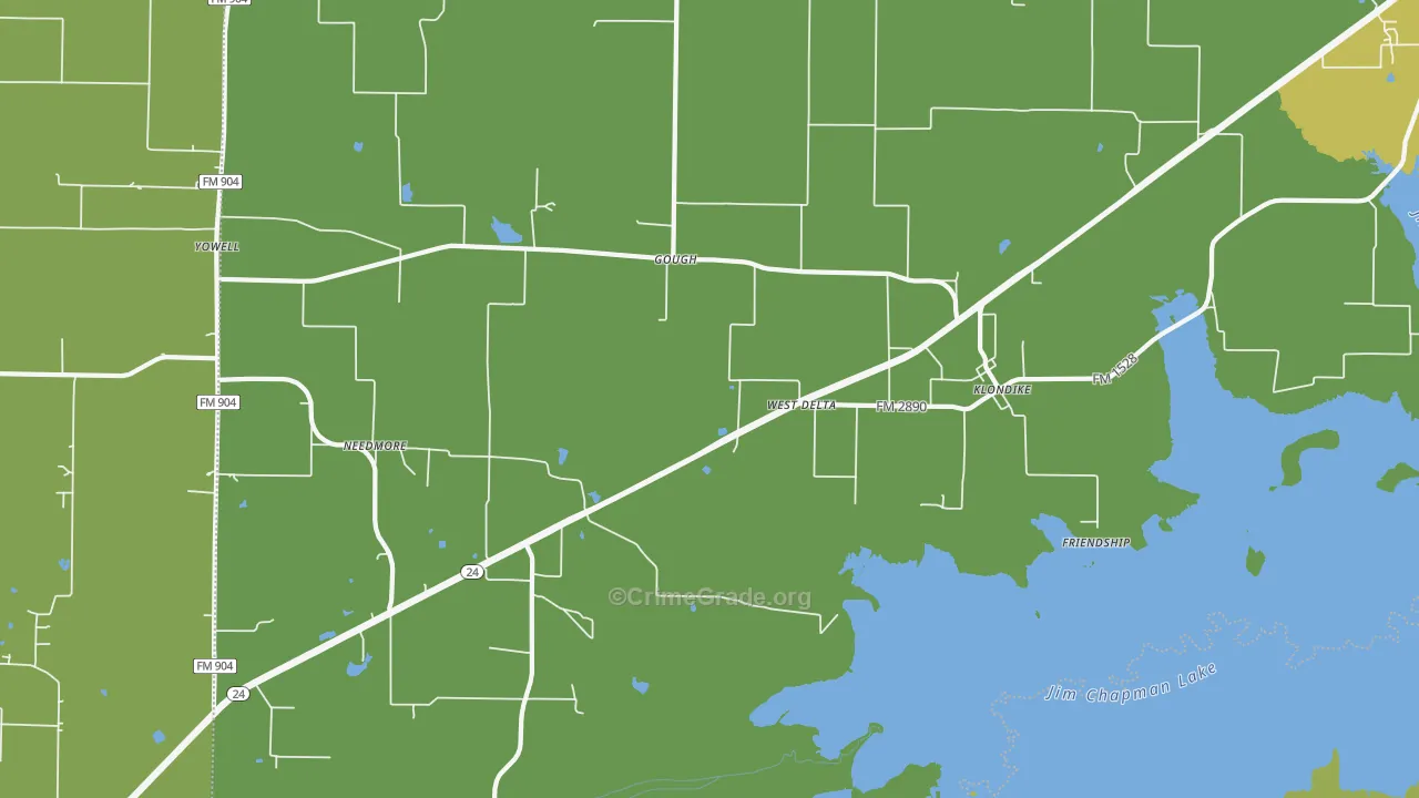 Klondike, TX Map of Vandalism Rates