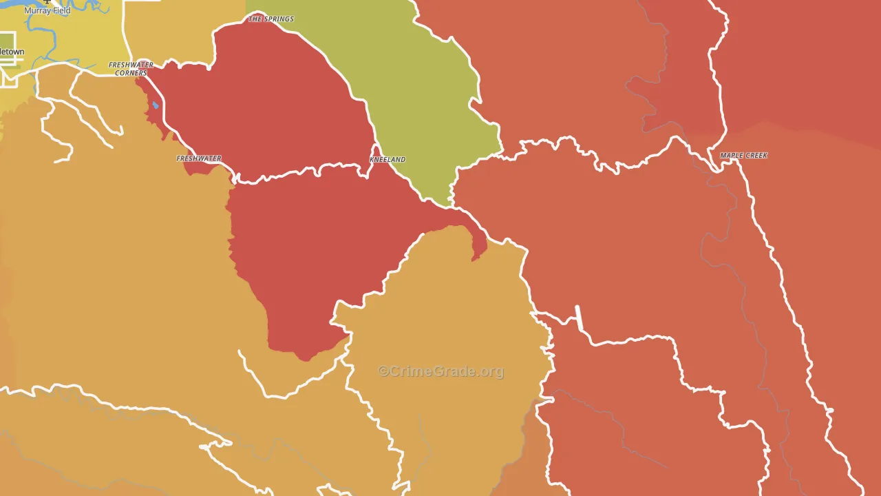 Kneeland, CA Map of Vandalism Rates