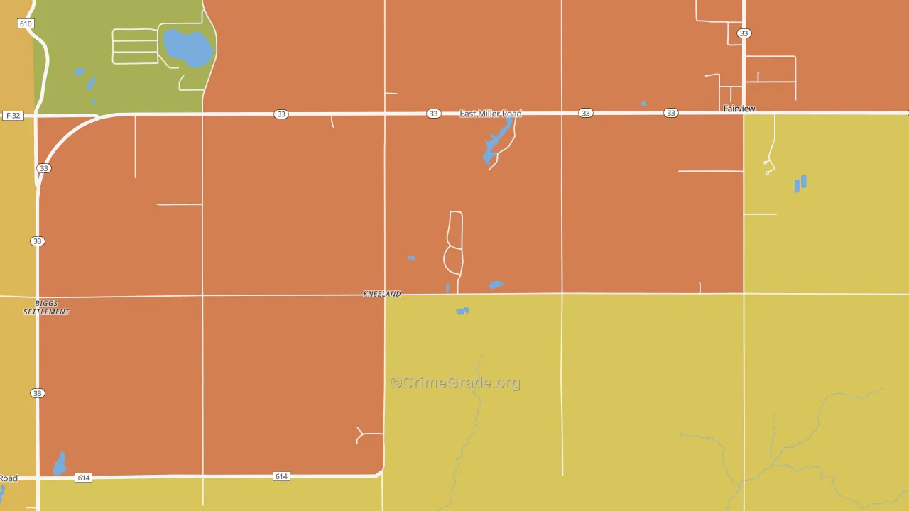 Kneeland, MI Map of Vandalism Rates