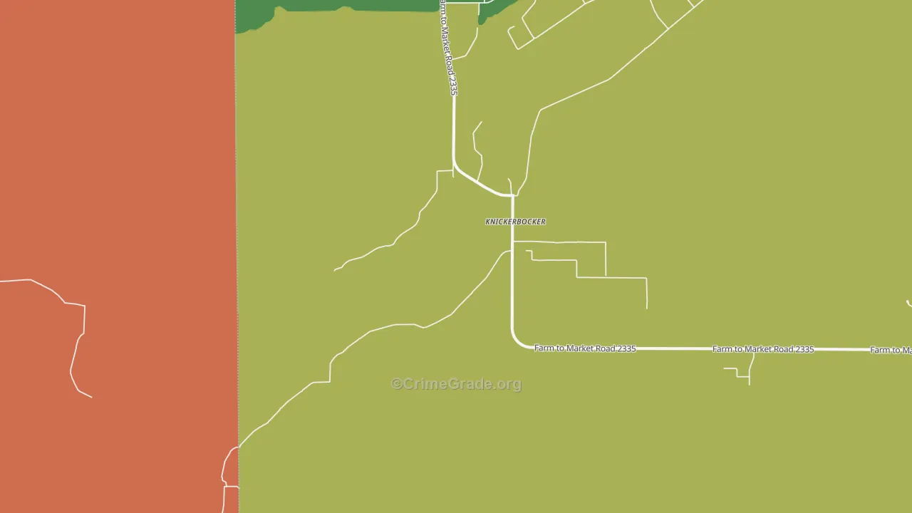 Knickerbocker, TX Map of Vandalism Rates