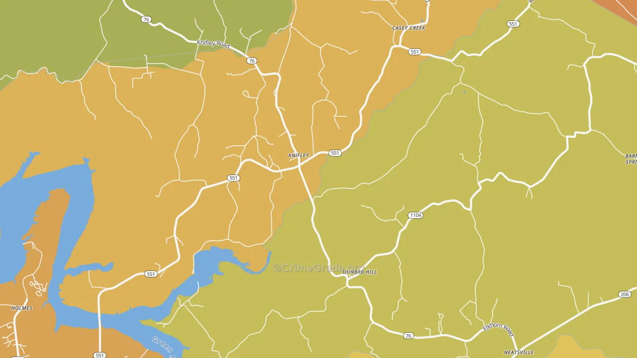 Knifley, KY Map of Vandalism Rates