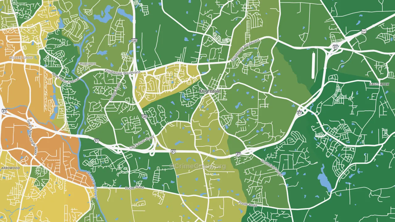 Knightdale, NC Map of Vandalism Rates