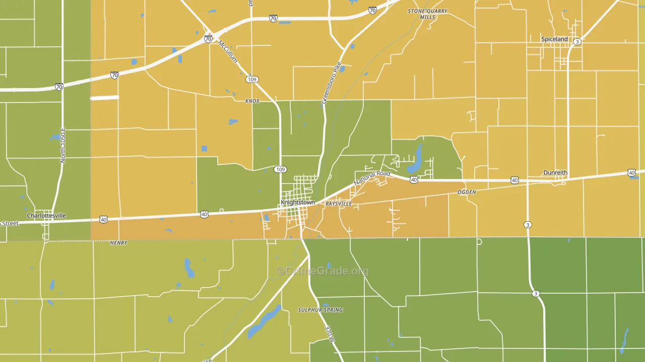 Knightstown, IN Map of Vandalism Rates