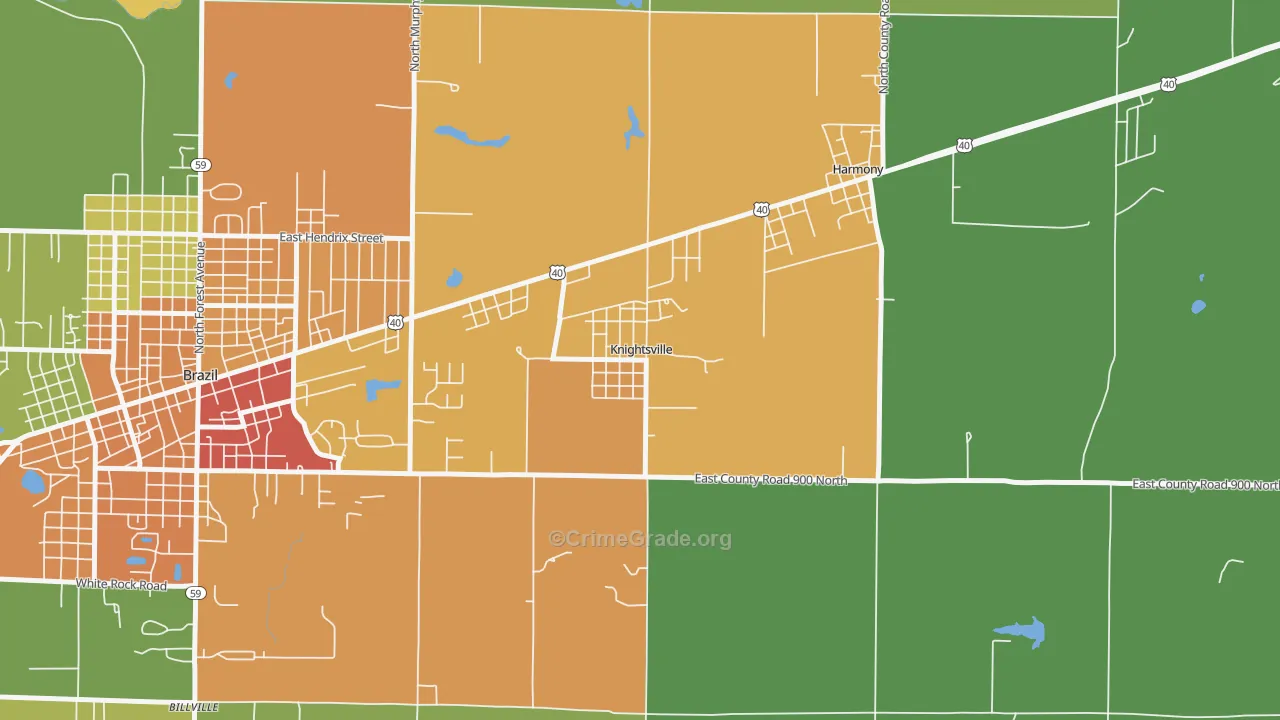 Knightsville, IN Map of Vandalism Rates