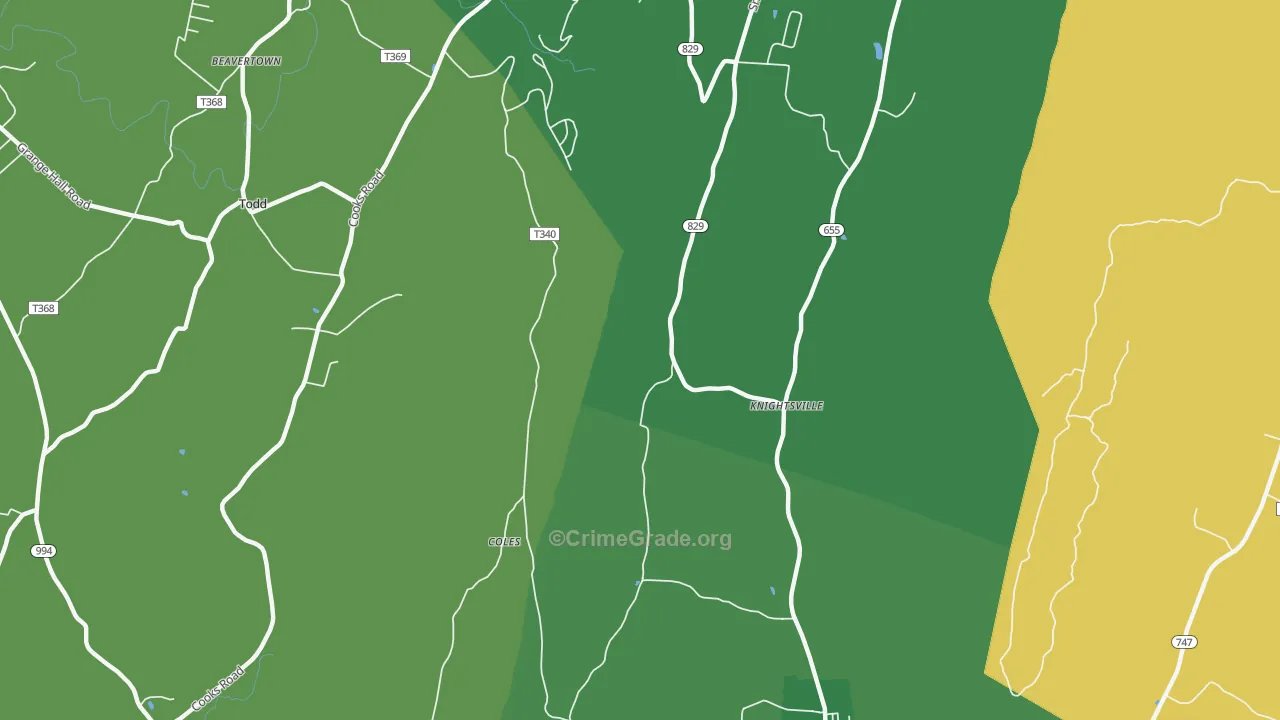 Knightsville, PA Map of Vandalism Rates