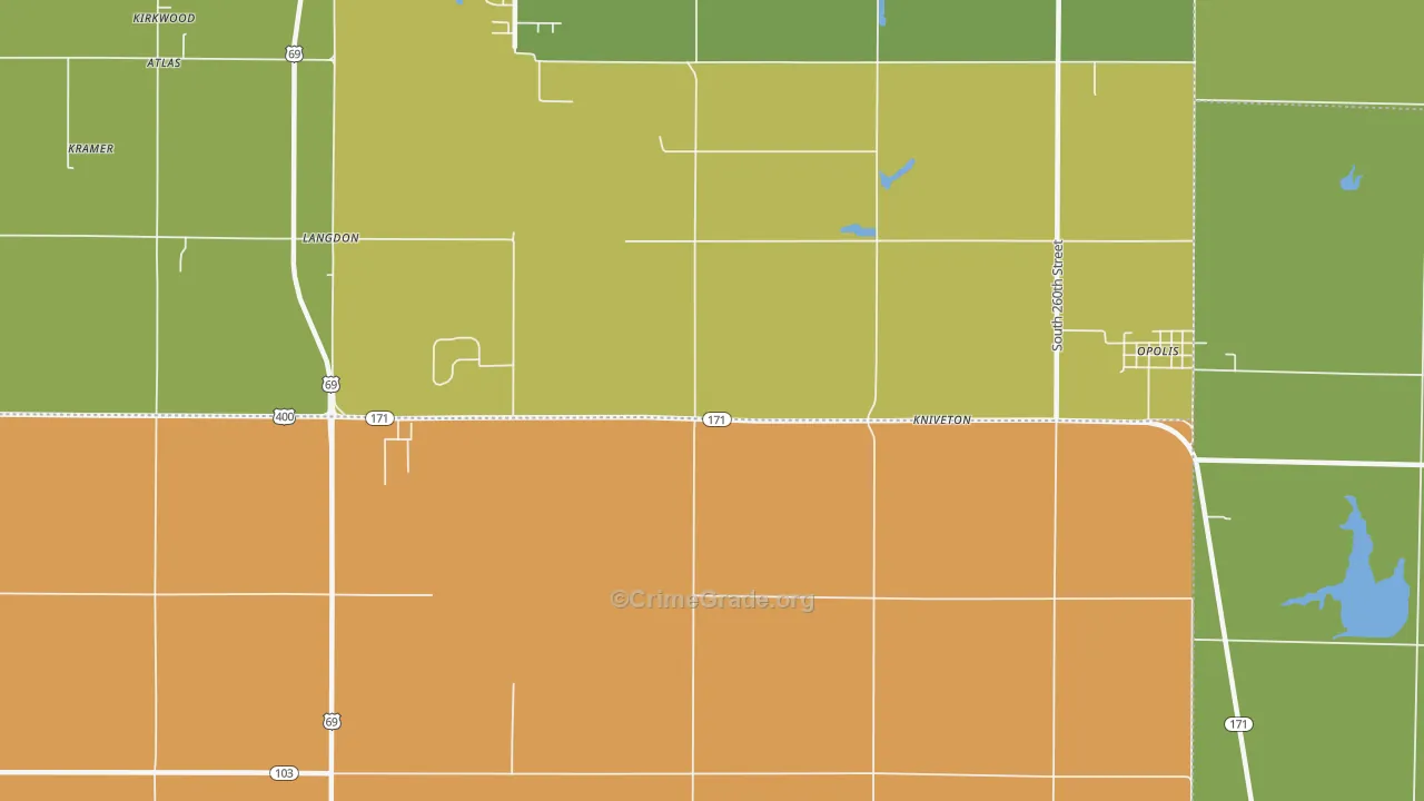 Kniveton, KS Map of Vandalism Rates