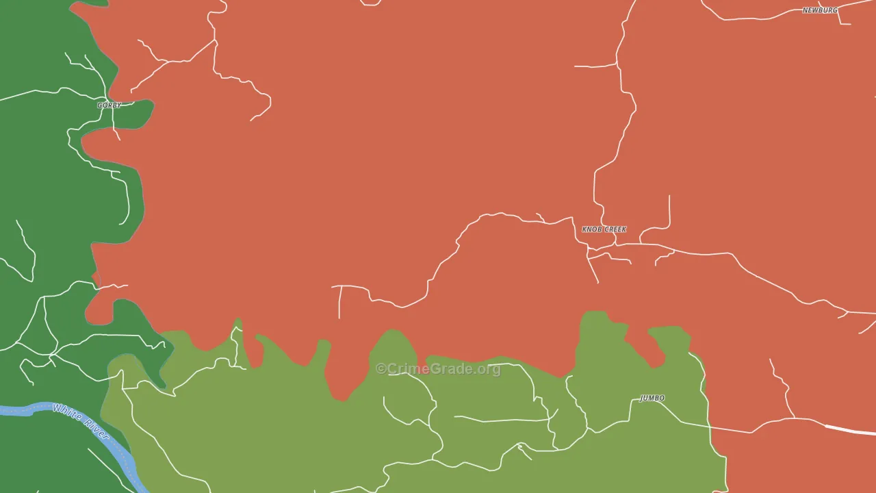 Knob Creek, AR Map of Vandalism Rates
