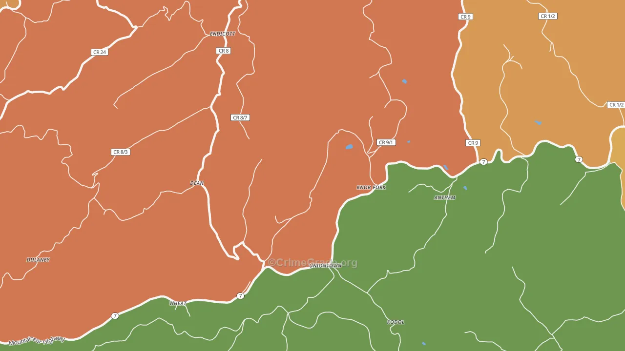Knob Fork, WV Map of Vandalism Rates