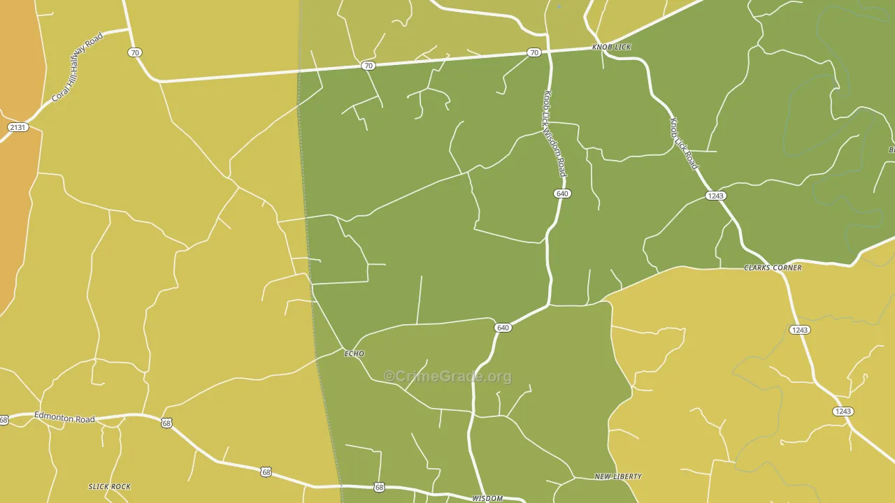 Knob Lick, KY Map of Vandalism Rates