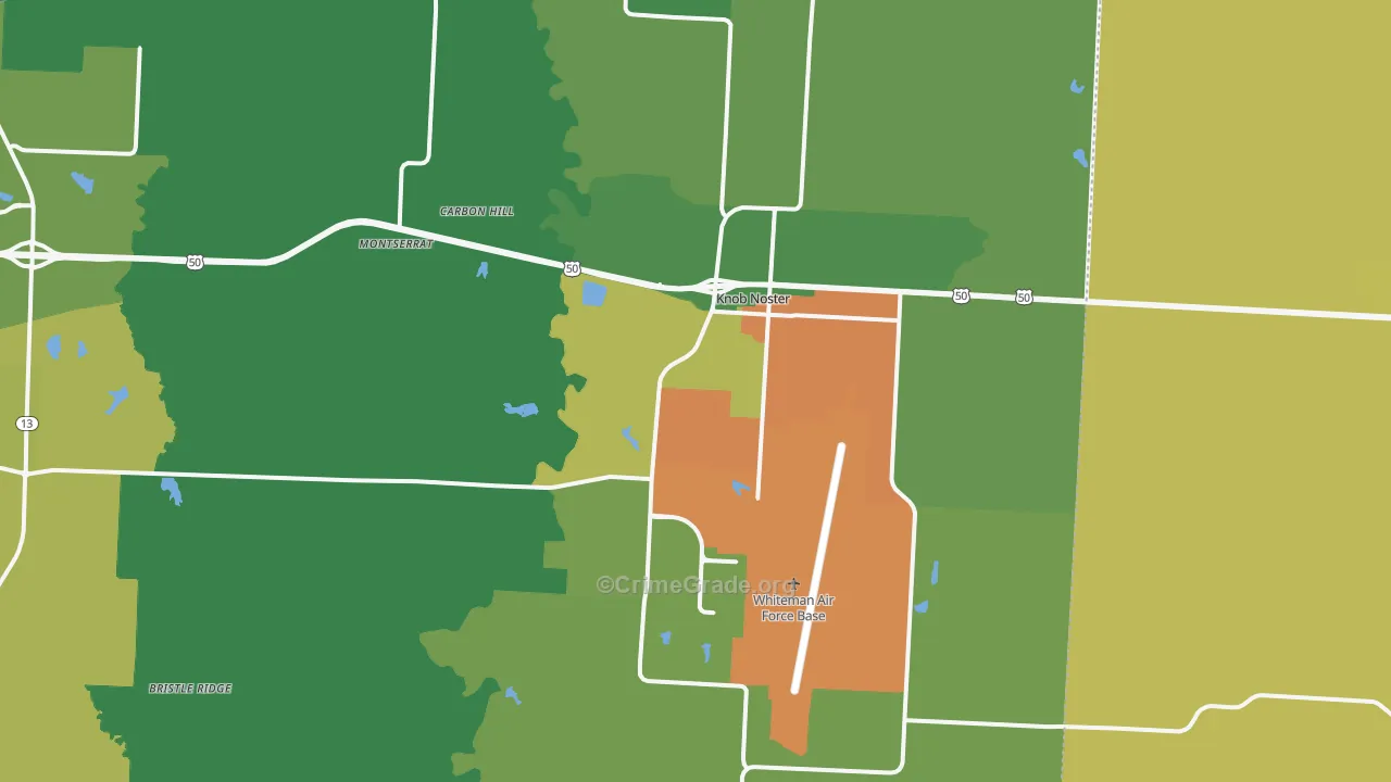 Knob Noster, MO Map of Vandalism Rates