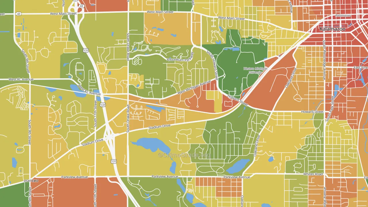 Knollwood, Kalamazoo, MI Map of Vandalism Rates
