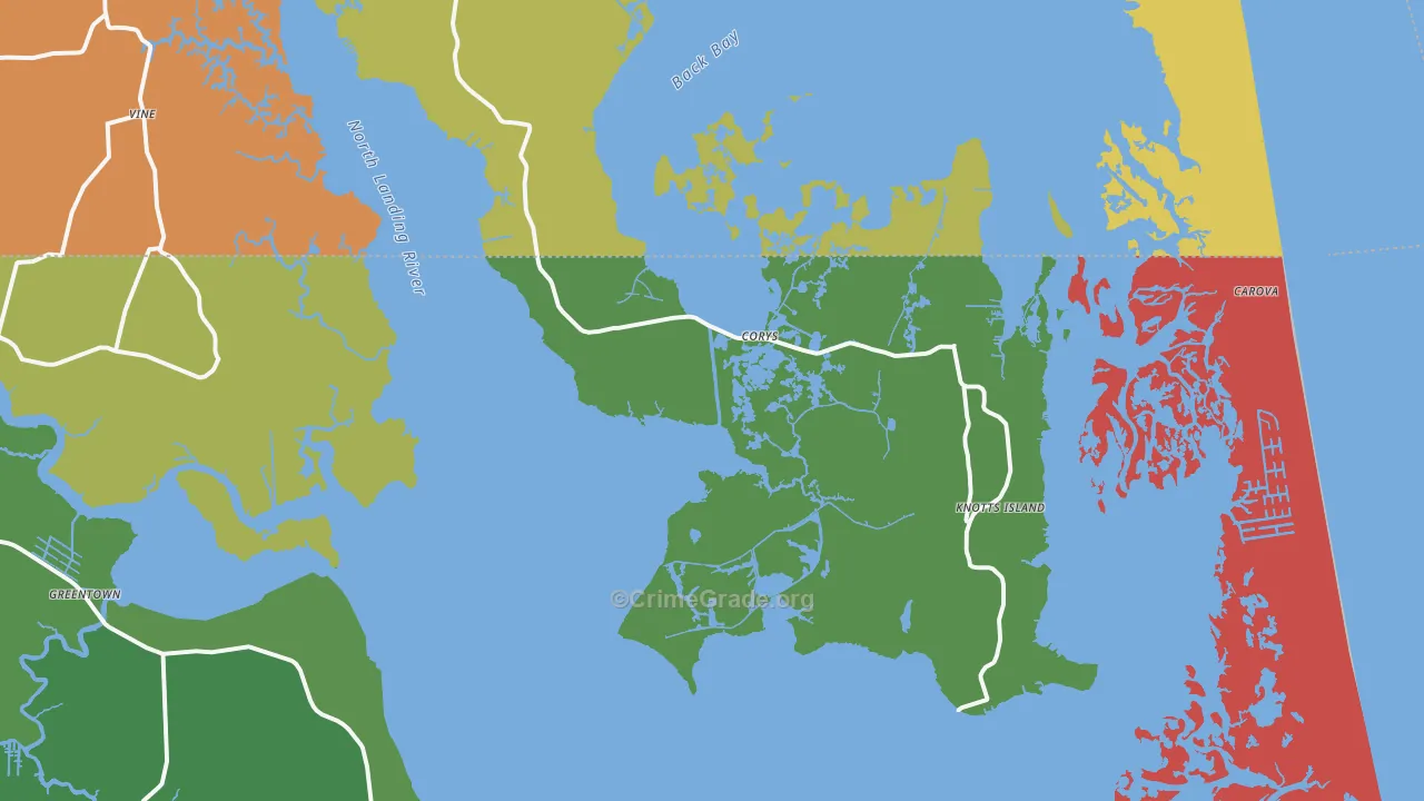 Knotts Island, NC Map of Vandalism Rates