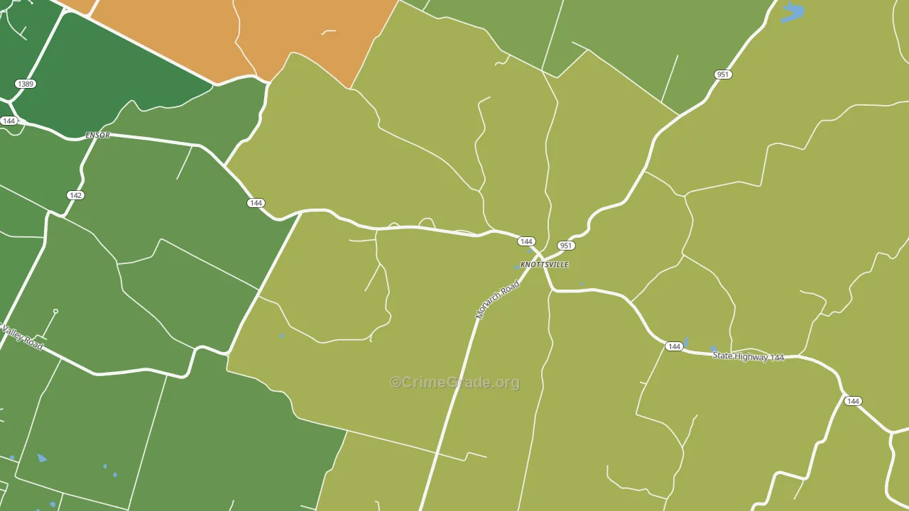 Knottsville, KY Map of Vandalism Rates